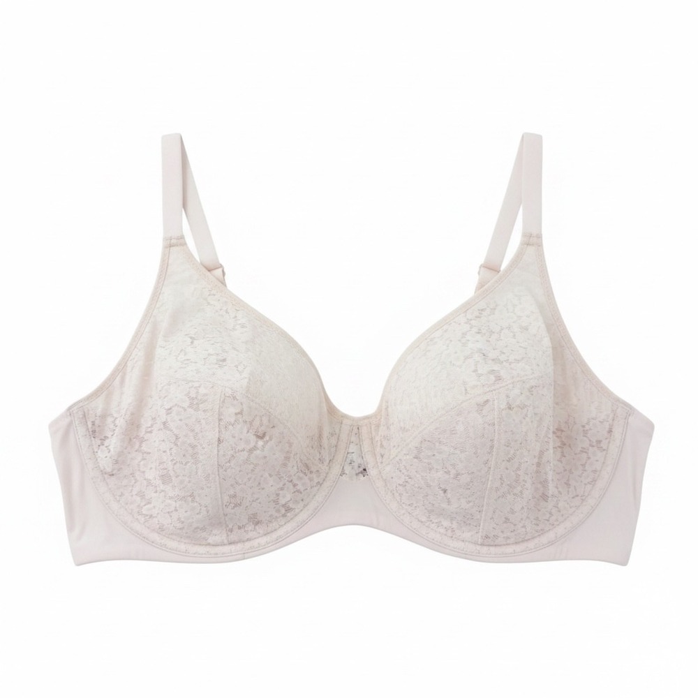 Chantelle Pale Pink Floral Lace Underwire Full Coverage Bra Mesh Lined 40C